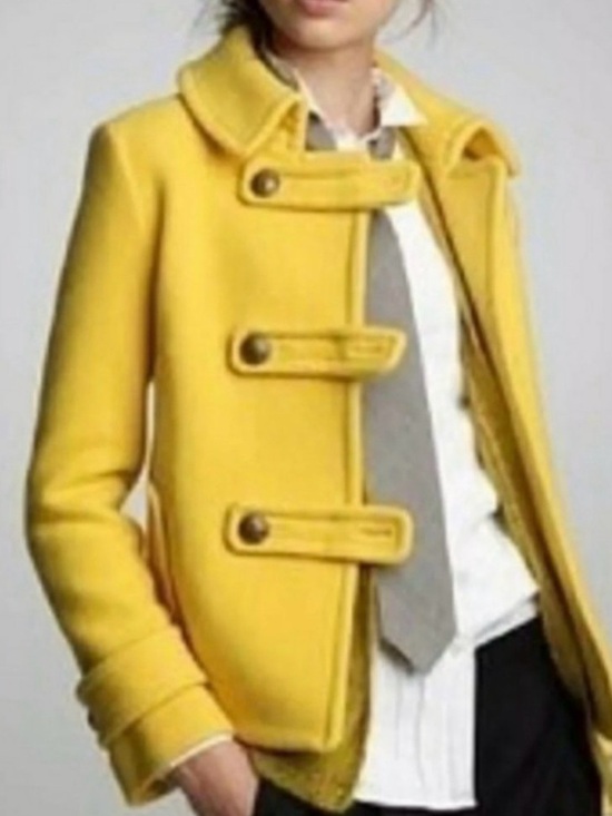 J. Crew Jackets & Blazers - J Crew Bright Yellow Pea Coat, Wool Size 6